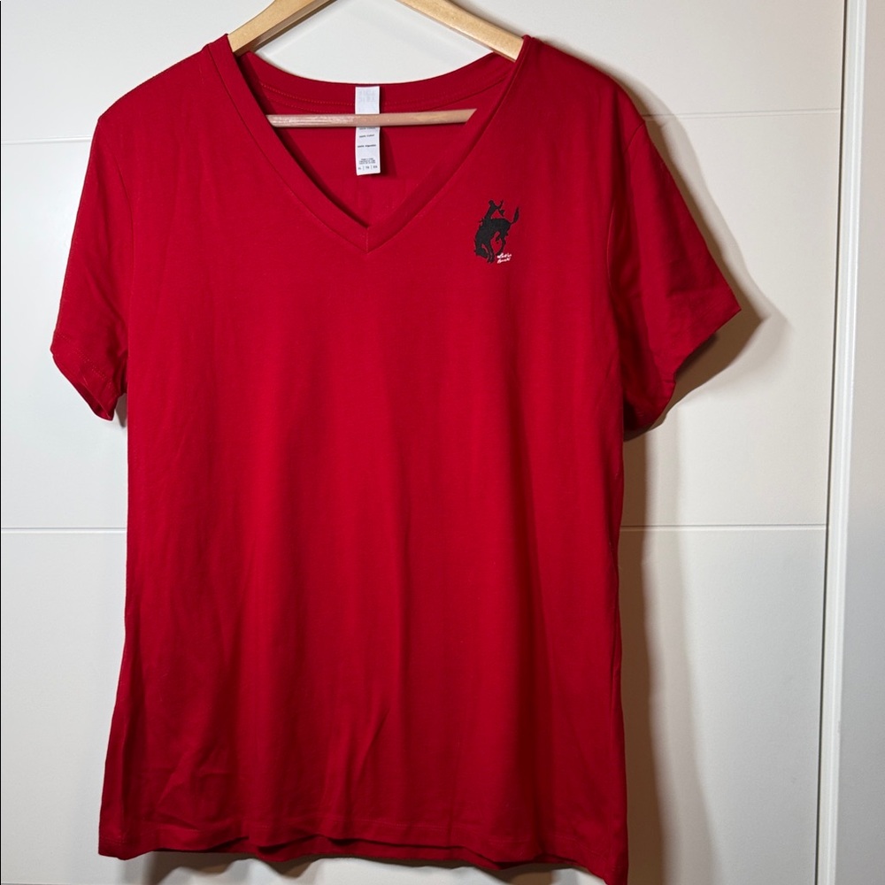 Red V-Neck T-Shirt with Pendleton Whisky Logo